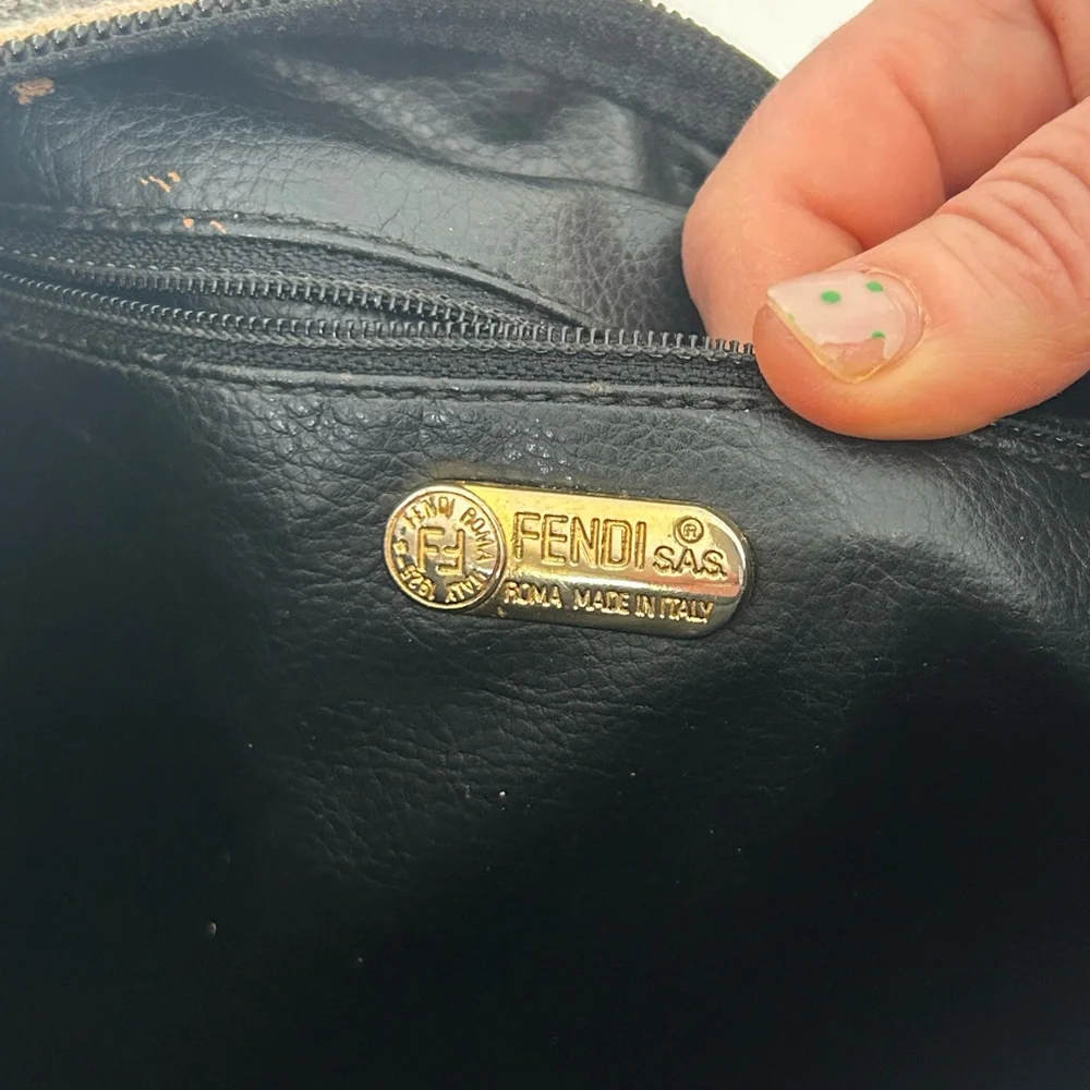 Fendi Vintage‎ Designer Neutral Classic Preppy Striped Brown & Tan Crossbody Bag